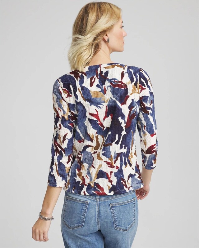 Printed Textured Scoopneck Cardigan - image 3